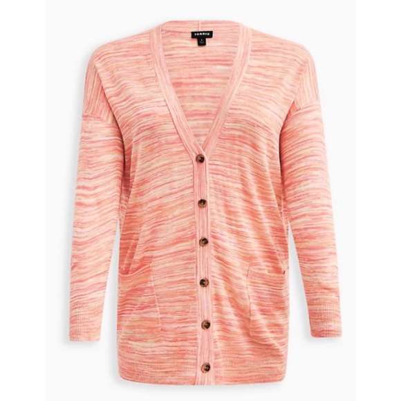 🆕 Pink Orange Spacedye Boyfriend Cardigan Sweater 2 2X 18 20 NWT Torrid New! - Picture 5 of 8